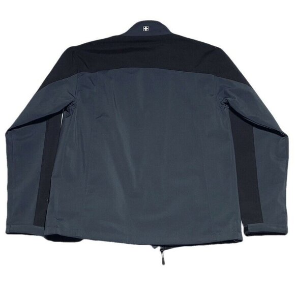 SwissTech Mens Softshell Jacket Water-Resistant Black & Gray Size S - Picture 2 of 12